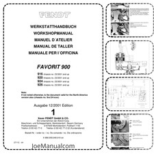 FENDT 916, 920, 924, 926 Favorit Workshop Manual PDF