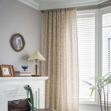 Ancien petit rideau à pompons floraux pour salon ou chambre à coucher