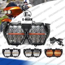 Phare Double Honeycomb DRL Hi/Lo Pour Harley Davidson Road Glide 2015-2023