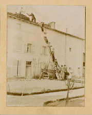 France, Roof Renovation Vintage Citrate Print.  Citrate Print 8x11 