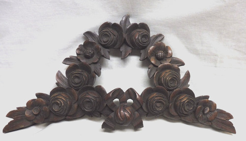 Ancien fronton bois sculpte - ancien,