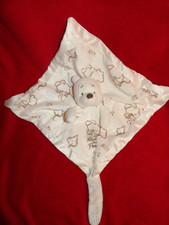 Doudou Plat Primark Winnie L'Ourson Beige Bord Satin Motif Arbre