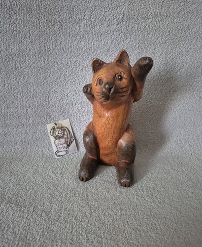 Statue figurine chat - statue, bois