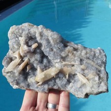 Minéraux Grande Fluorite Bleue Cubique Avec Barytine Nouveau Mexico