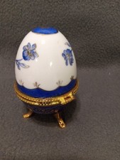Genuine Porcelain Footed Egg Blue And White Floral Design. My Treasure Coll