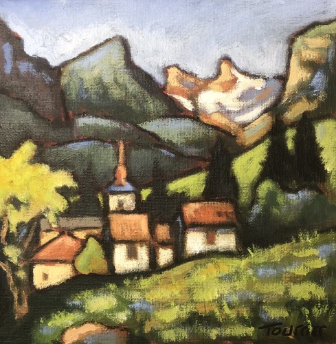 Tableau village des alpes - village,