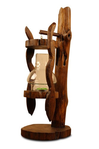 Photophore bois verre - bois, lanterne