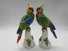 SUBLIME PAIR OF 19TH CENTURY GERMAN PORCELAIN PARROT / PARAKEET?