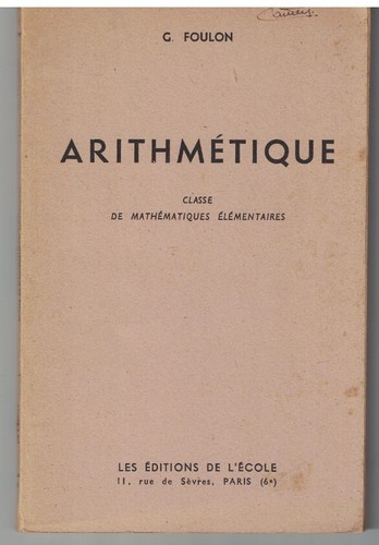 Arithmetique classe de - arithmetique.,