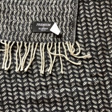 KLIPPAN Of Sweden Black & Cream Lambswool Throw Blanket 130 X 200CM (51” X 78”)