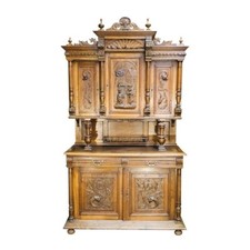 Late 1800s Antique Buffet Deux Corps, French Country Cabinet, JW0151