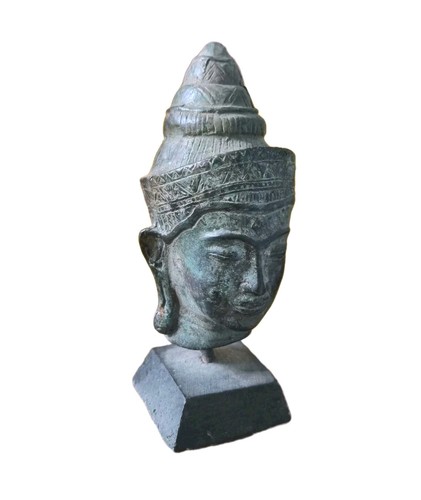 Tête khmèr bouddha - khmèr, bronze