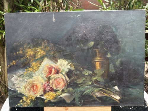 Ancien tableau bouquet - ancien,