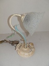 Lampe Abat-Jour Table de Chevet Fer Forgé Avec Base en Bois