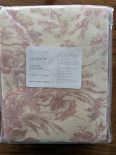 POTTERY BARN Sorrel Toile Linen Cotton Blackout Curtain-50x84"-Rosewood-NWT