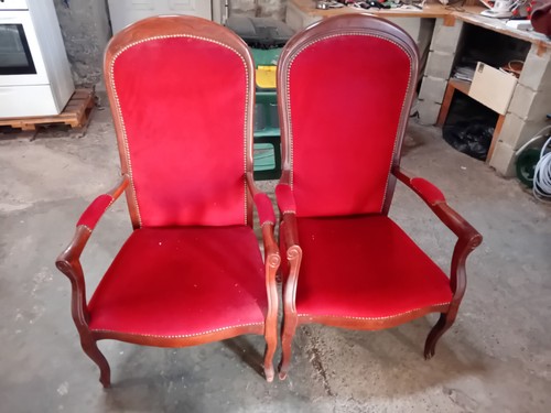 Lot fauteuils tissu rouge - lot, 2