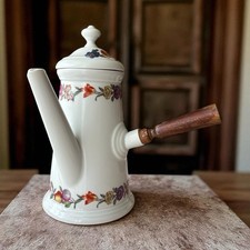 Chocolatière Ancienne en Porcelaine de Paris - Décor Floral “Les Quatre Saisons”