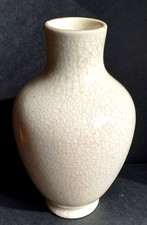 BOCH "fabrication Belge" Joli vase GRES CRAQUELE blanc crème