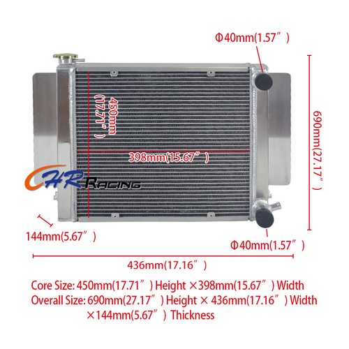 Row radiator for 1970 1983 - 2, 1970-1983