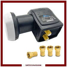 LNB Twin Tête Universelle 0,1 dB + 4 Fiches F Or Full HD 3D Ultra HD 4K