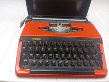 Vintage BROTHER Deluxe 220 Red 70s Typewriter+Case Made In Japan Rare