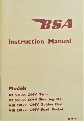 Manuel moto bsa a10 a7 - de,