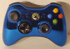 Microsoft Xbox 360 Chrome Metallic Blue OEM Wireless Controller Working READ
