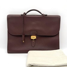 HERMES Sac a Depeches 40 Hand Bag Business Bag Brown Leather