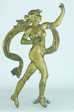 Grand  parement  Bronze doré jeune femme nue  drapé muse antique 40 cm signé E.B