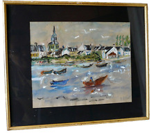 Marine Port of Brittany Gouache seaside painting