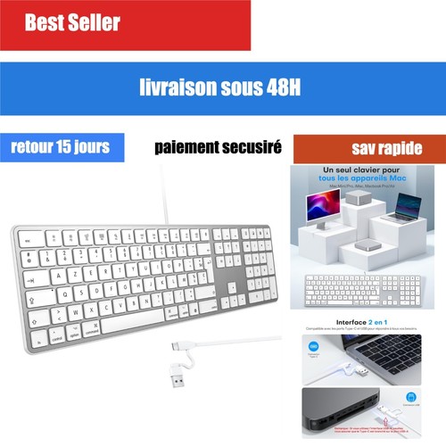 Clavier mac filaire azerty - mac,