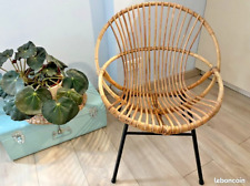 Vintage Metal and Rattan Shell Armchair (Adult Size)