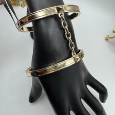 Gold tone Victoria’s Secret Handcuff Double Bangle Bracelet Nice!