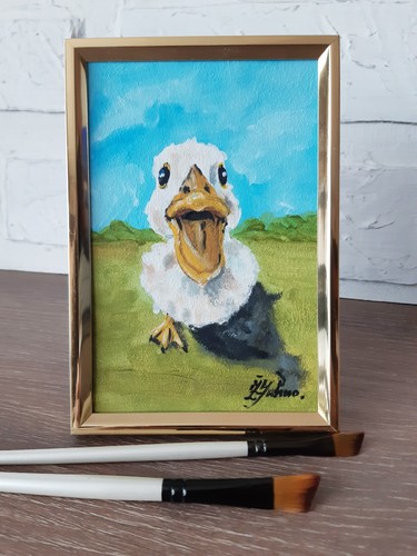 Peinture huile drôle de - peinture,