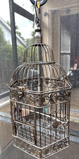 Vtg Bronze Color Metal Dome Bird Cage Decorative Hanging Decor See Details os