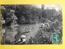 Old postcard fishermen in marne Cannes fishing boat