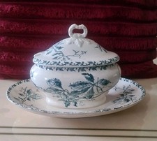 GIEN porcelain earthenware sauce pan floral decor and birds