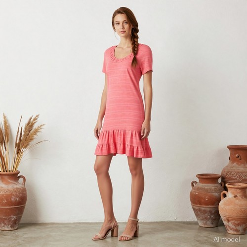 Cottage robe courte rose - robe,