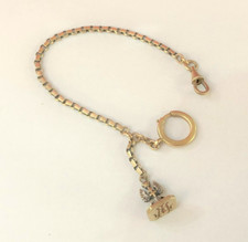 chaine montre gousset Métal doré Intaille alérion Croix de Lorraine Cachet cire