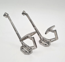 2 anciennes patères en métal alu porte manteau mural art déco, Eiffel - B39