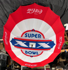 1985 Super Bowl XIX Coca Cola Umbrella New w/Tag Wooden Handle None on ebay AA
