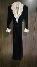 Vintage Georgette Trabolsi Neiman Marcus Black Velvet Long Robe New Size S