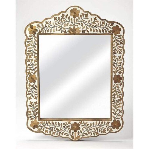 Cadre miroir teck incrusté - miroir, en