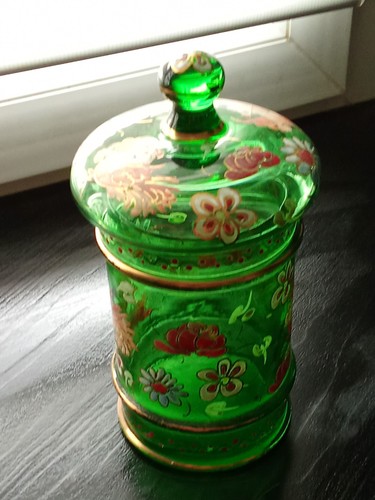 Bocal verre vert avec - verre,