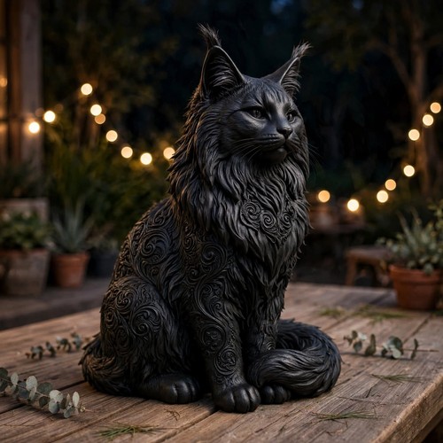 Statue chat maine coon - chat,