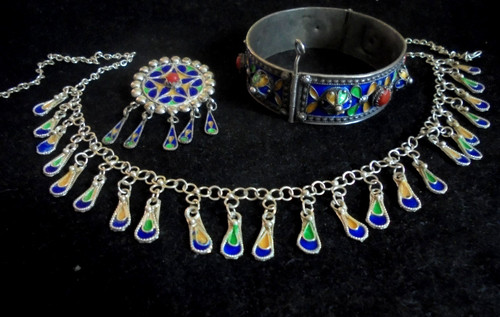 Parure bijoux berbères émail