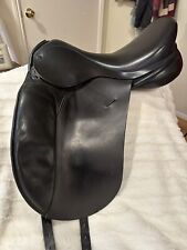 Hulsebos dressage saddle, Blue Piping, Wide, 17.5”