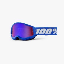 Masque 100% Strata 2 Junior Bleu MX Cross Enduro Lunettes Moto Miroir Bleu