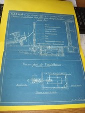 RARISSIME PLAN D INSTALLATION 1924 D EPOQUE PYLONE POMPE ESSENCE AVIATION SATAM