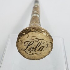 Antique K&H Parasol Handle Engraved Lola Gold Color MOP Floral Pansy Lolita